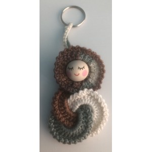Gehaakte GELUKSPOPPETJES met RINGEN in BRUIN GROEN BEIGE